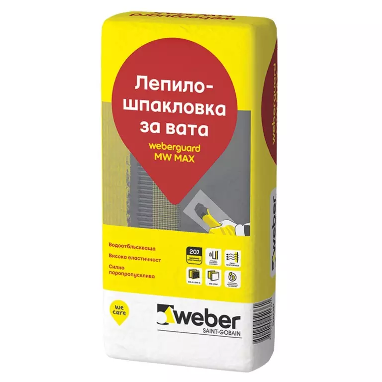 weberguard MW MAX - лепило-шпакловка за минерална вата и естествени изолационни материали