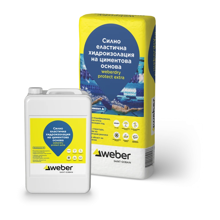 Двукомпонентна силно еластична хидроизолация weberdry protect extra